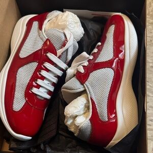 Prada Red and White Women's Sneakers